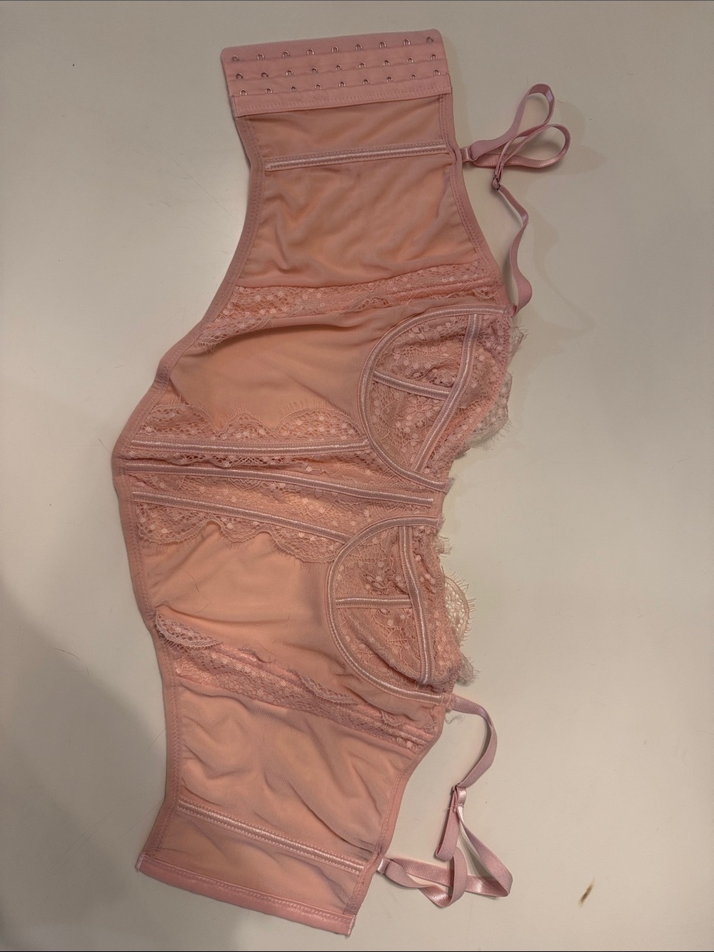 La Hearts Soft Pink Lace Longline Bralette
